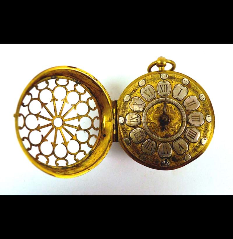 DUCHESNE OF PARIS; a late 18th/early 19th century brass pocket watch.