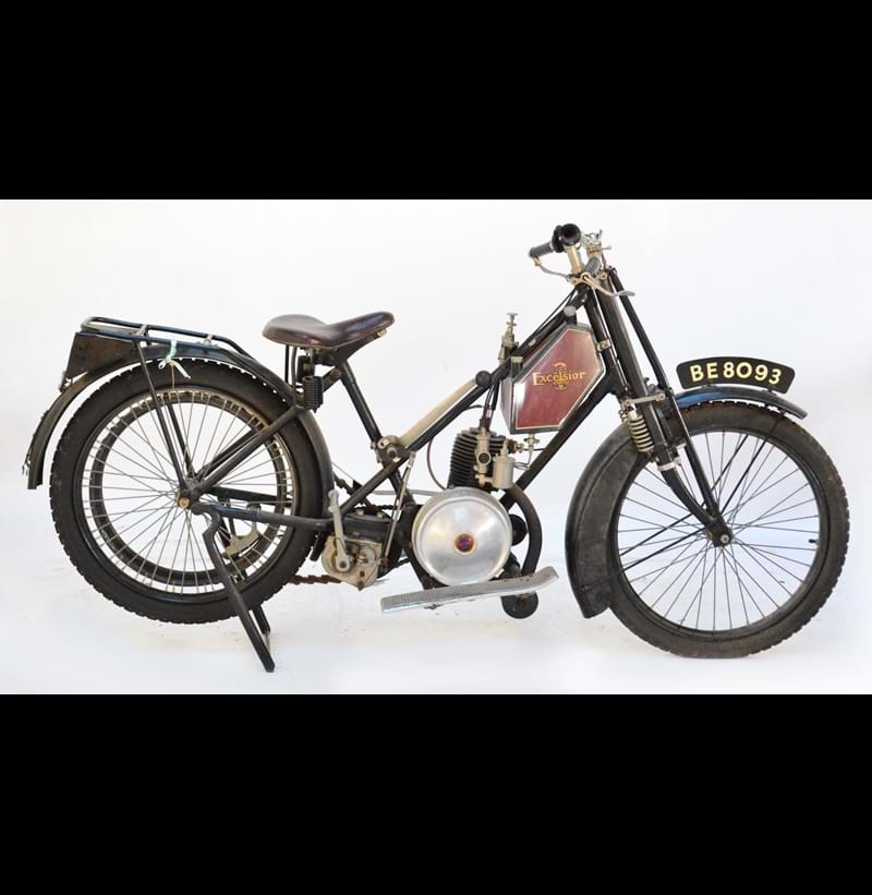 A 1921 Excelsior 250cc motorcycle.