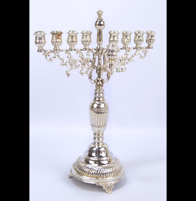  George V hallmarked silver Hanukkah menorah.